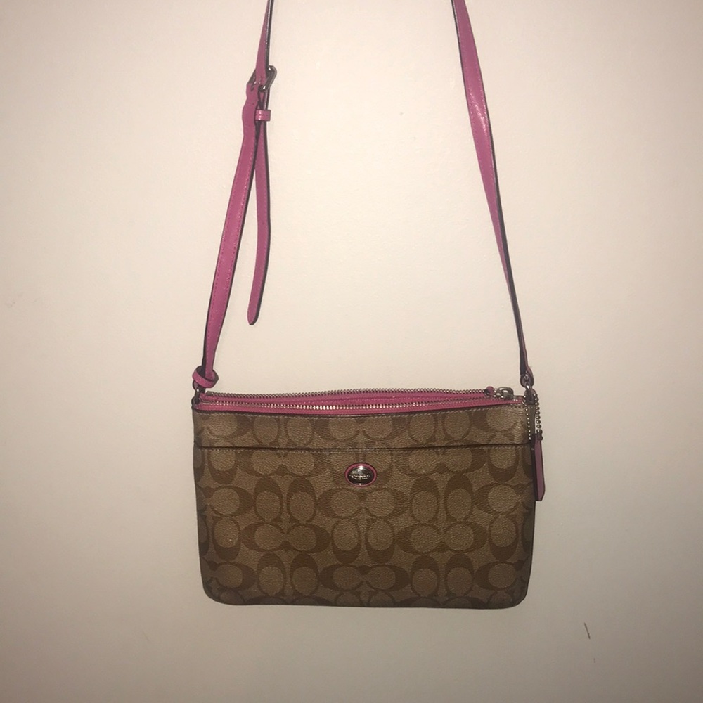 Coach pink and tan purse